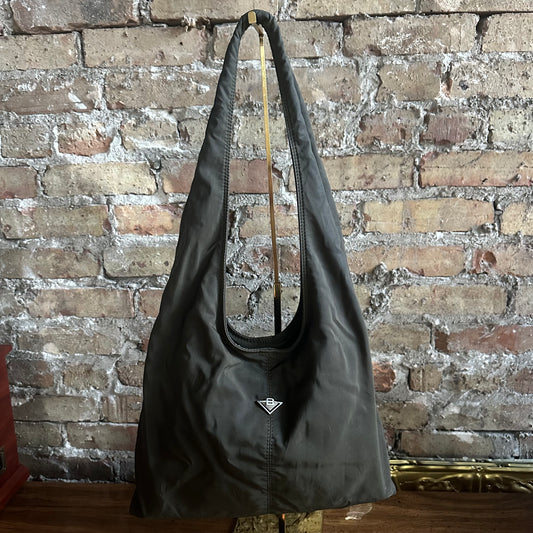 Vintage Bottega Veneta Olive Green Nylon Hobo Bag