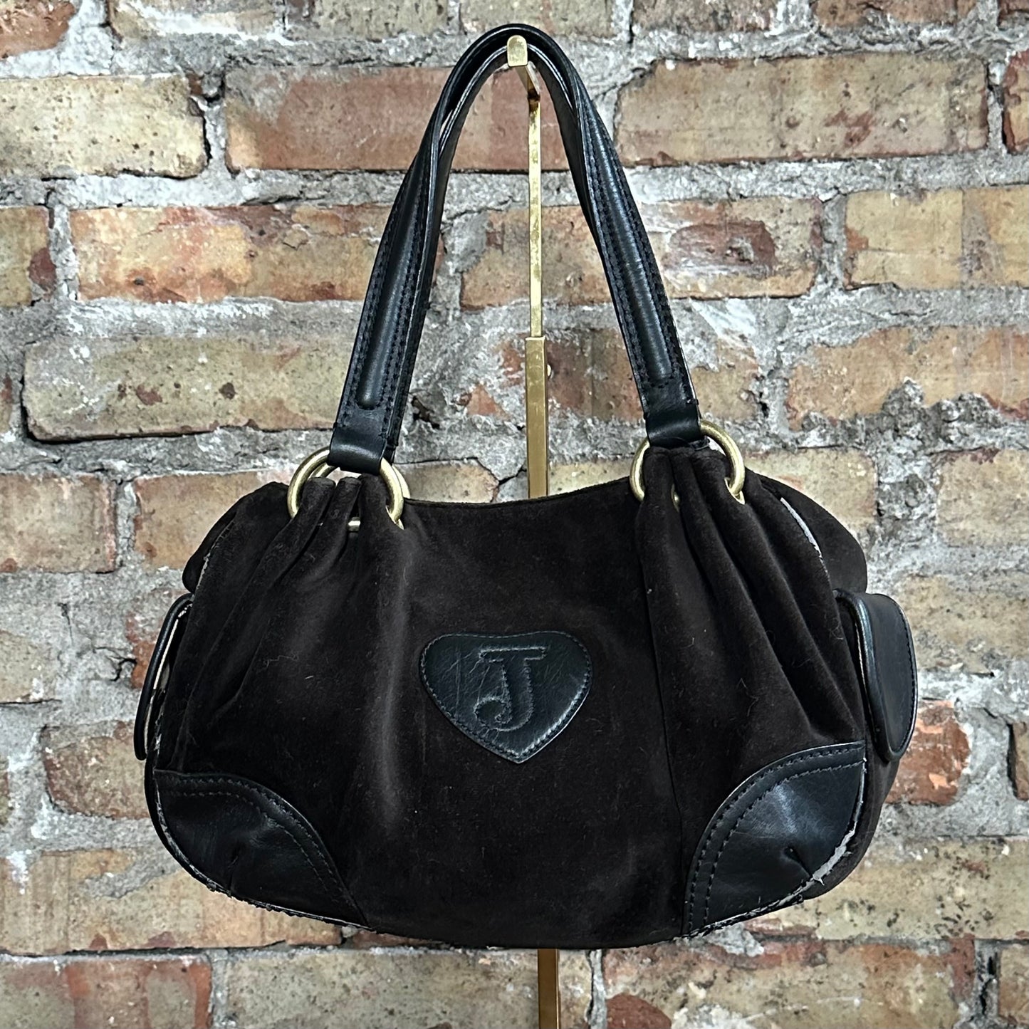 Vintage Y2K Juicy Couture Black Velour Shoulder Bag