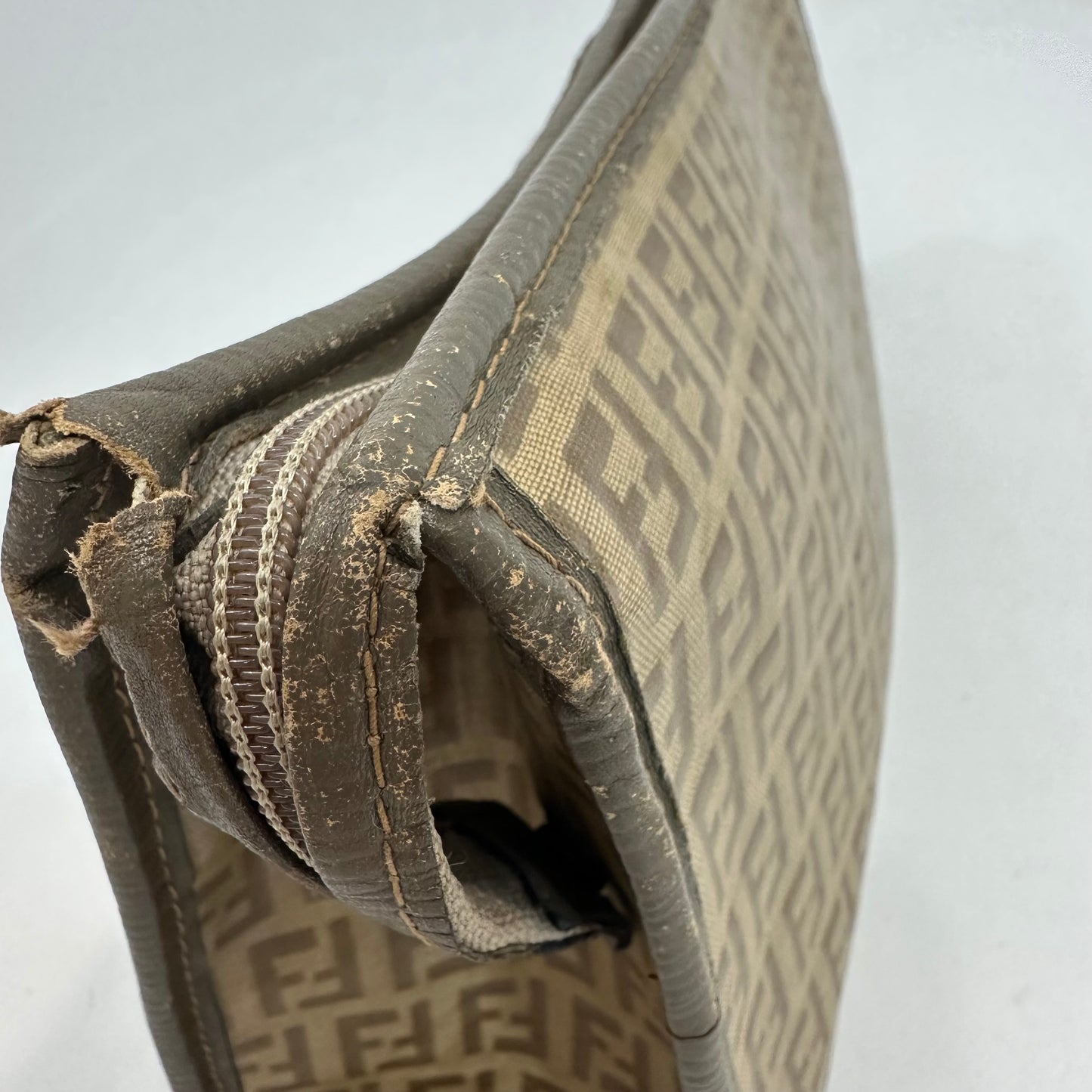 Vintage Fendi S.A.S. 1970’s Zucchino Monogram Toiletry Cosmetic Bag