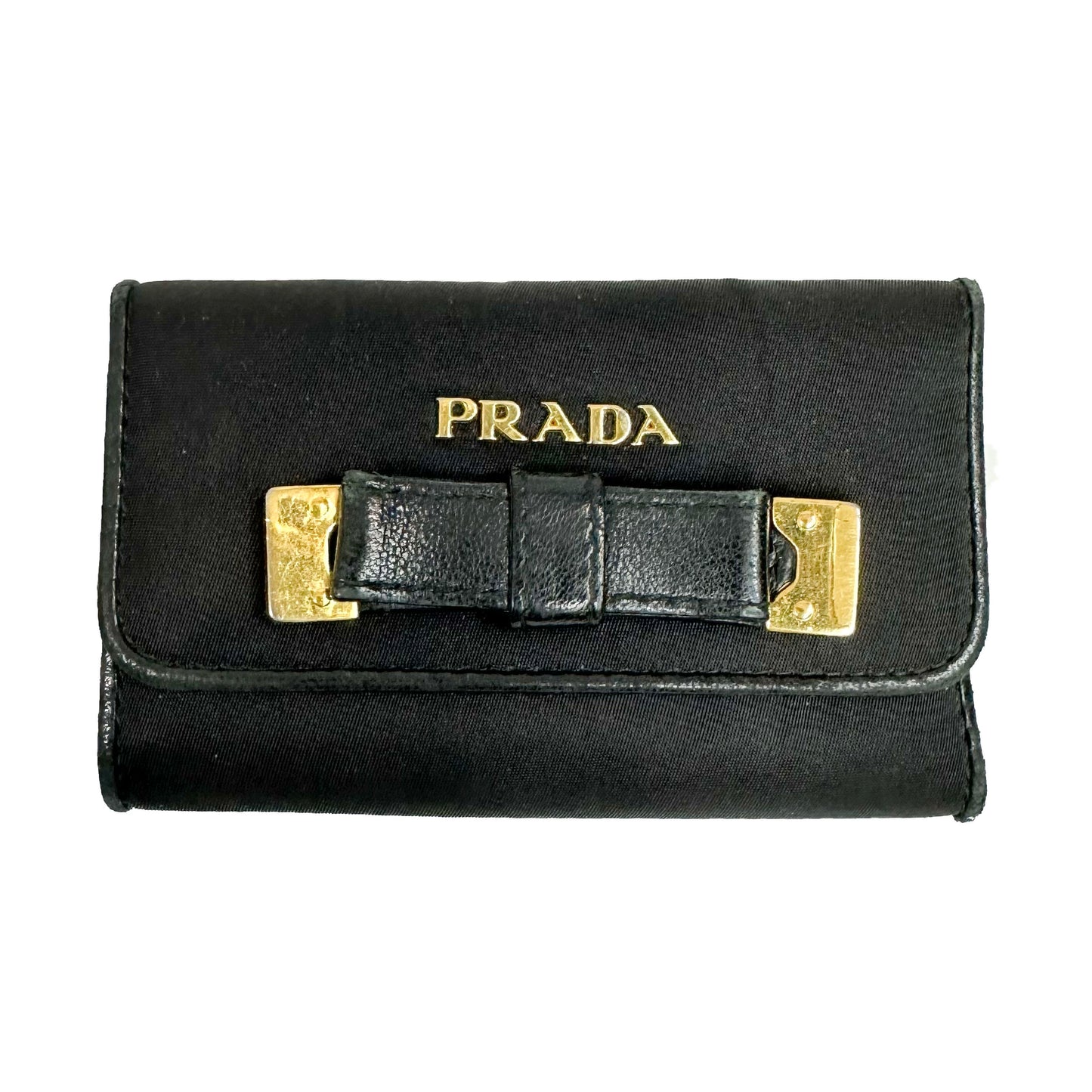 Vintage Prada Nylon and Leather Bow Key Holder