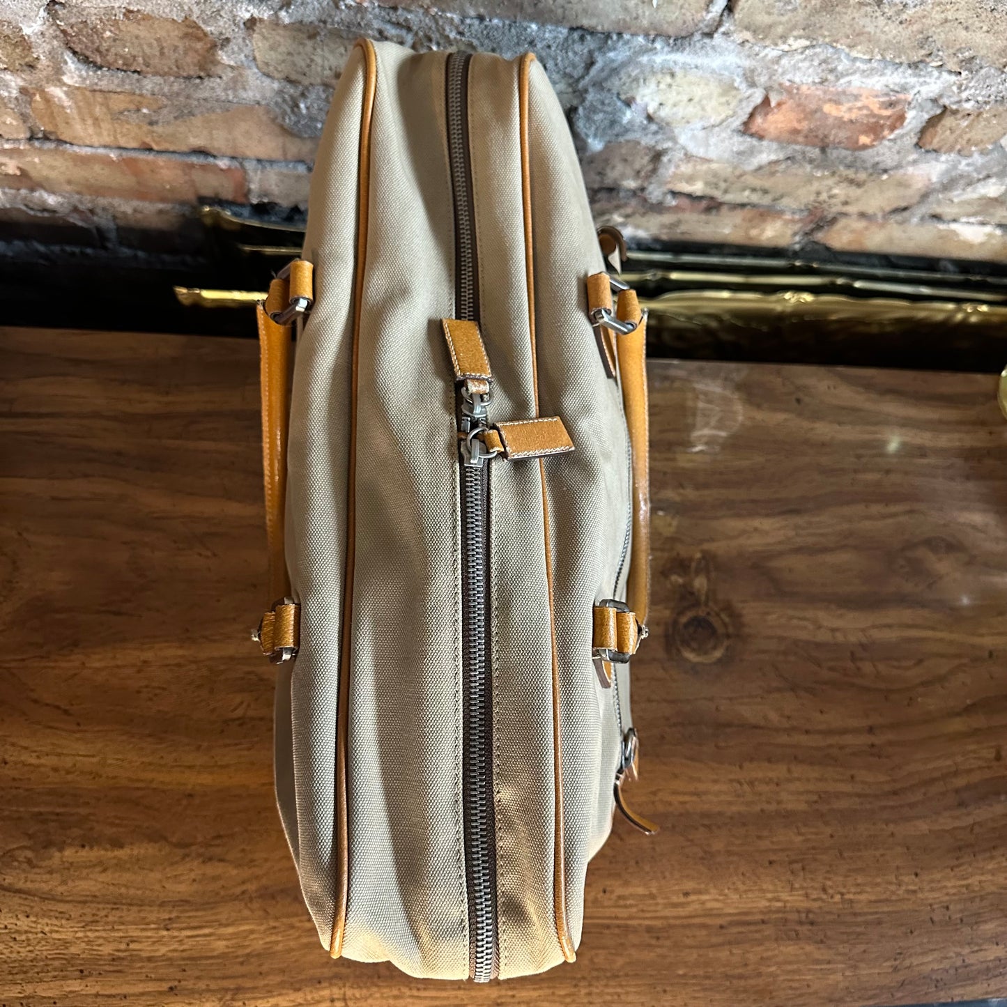 Vintage Prada Beige Canvas Tote Bag