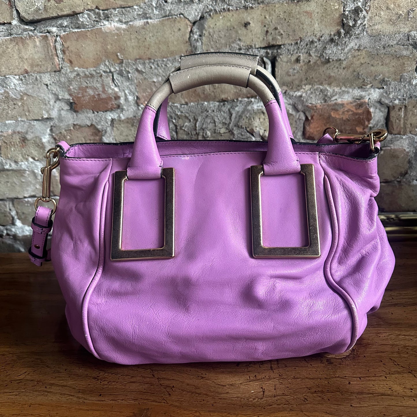 Vintage Chloe Ethel Purple Leather 2 Way Satchel