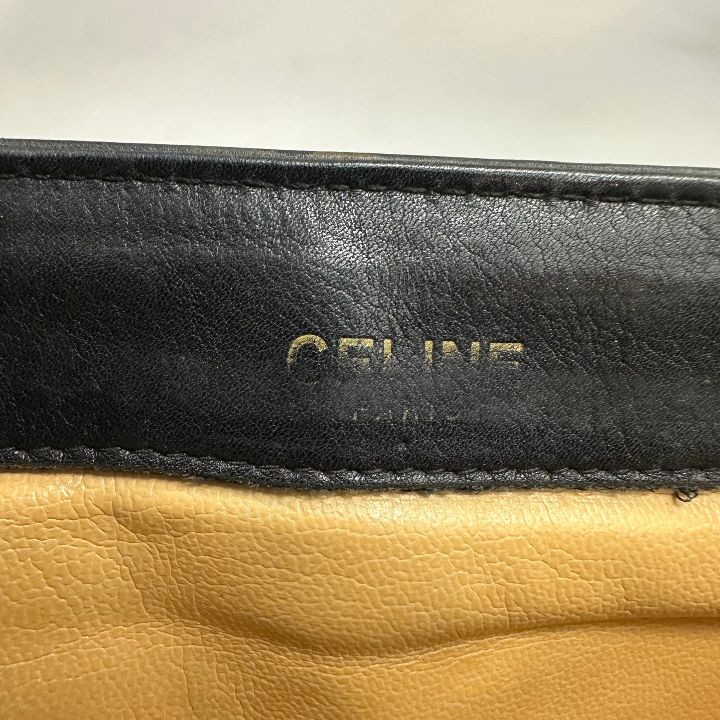 Vintage Celine Triomphe Black Leather Clutch