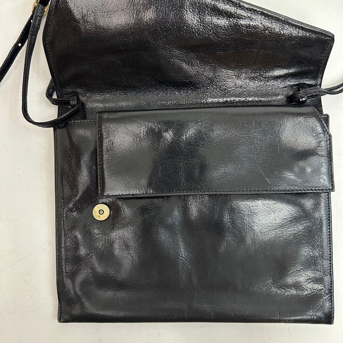 Vintage Fendi 80’s Black Leather Double Flap Shoulder Bag