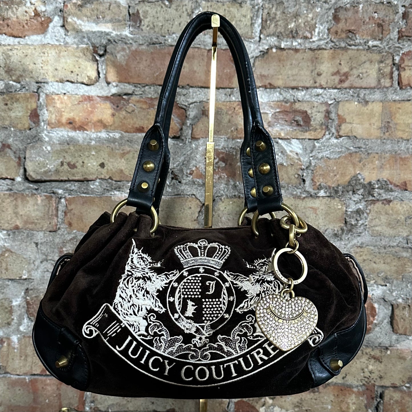 Vintage Y2K Juicy Couture Brown Velour Shoulder Bag