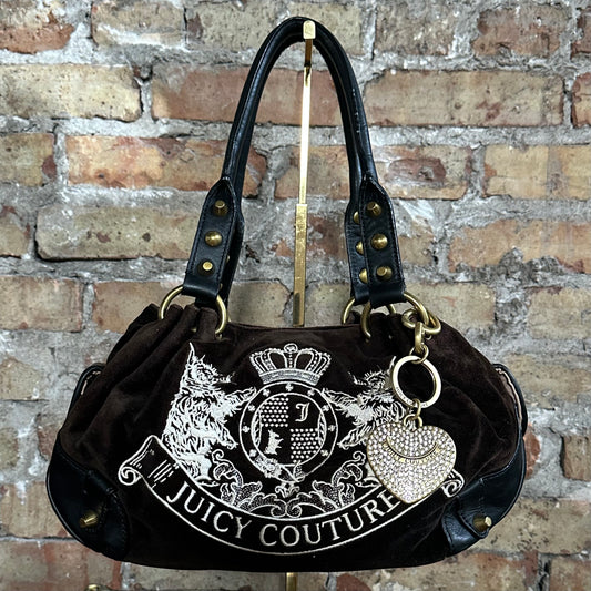 Vintage Y2K Juicy Couture Brown Velour Shoulder Bag