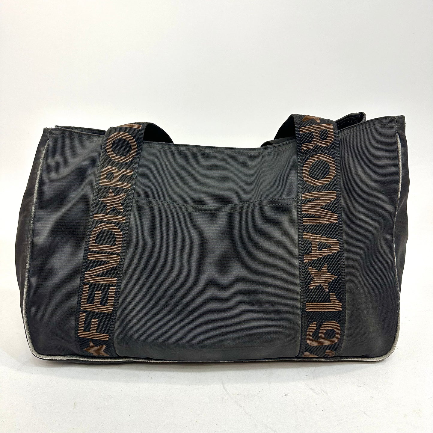 Vintage Fendi Roma Star Black Canvas Tote