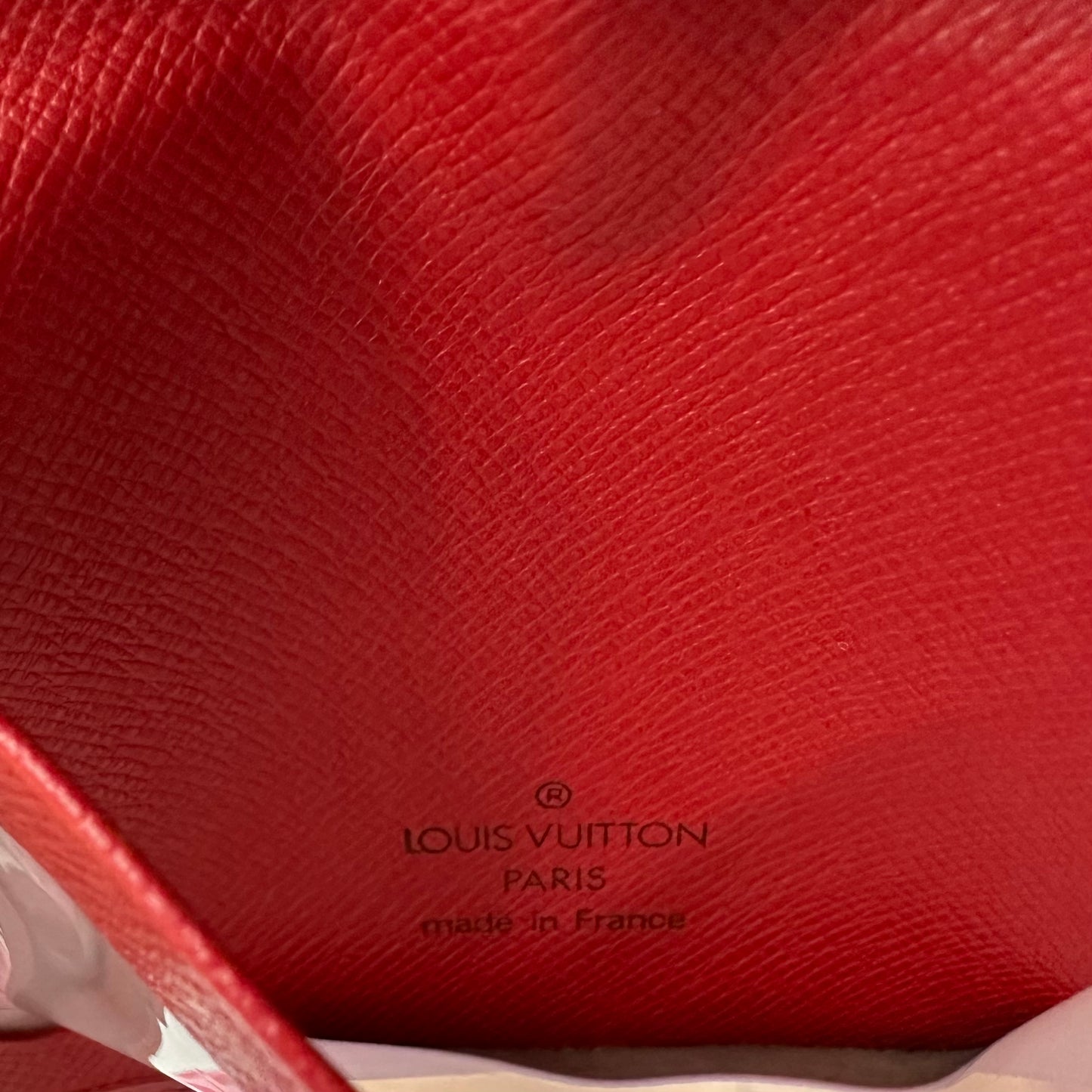 Vintage Louis Vuitton Red Epi Leather Porte 2 Cartes Vertical ID Holder