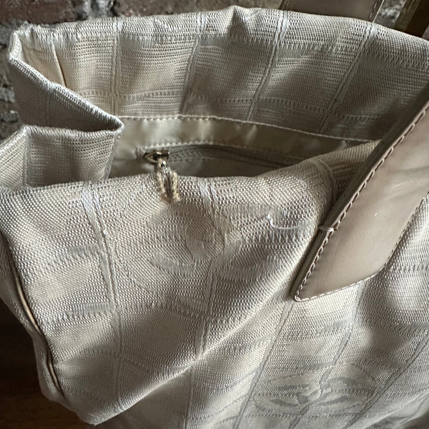 Vintage Chanel Travel Line Beige Canvas Tote Bag