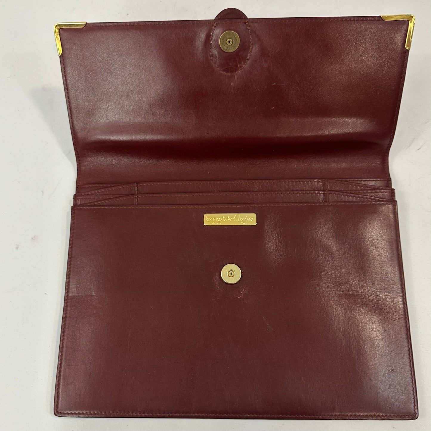 Vintage Cartier Bordeaux Leather Envelope Clutch