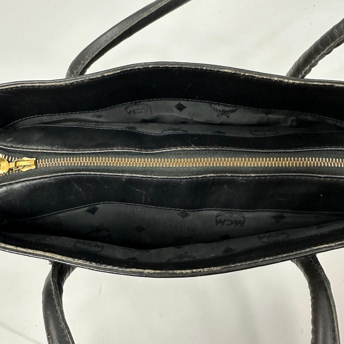 Vintage MCM Black Leather Tote Bag