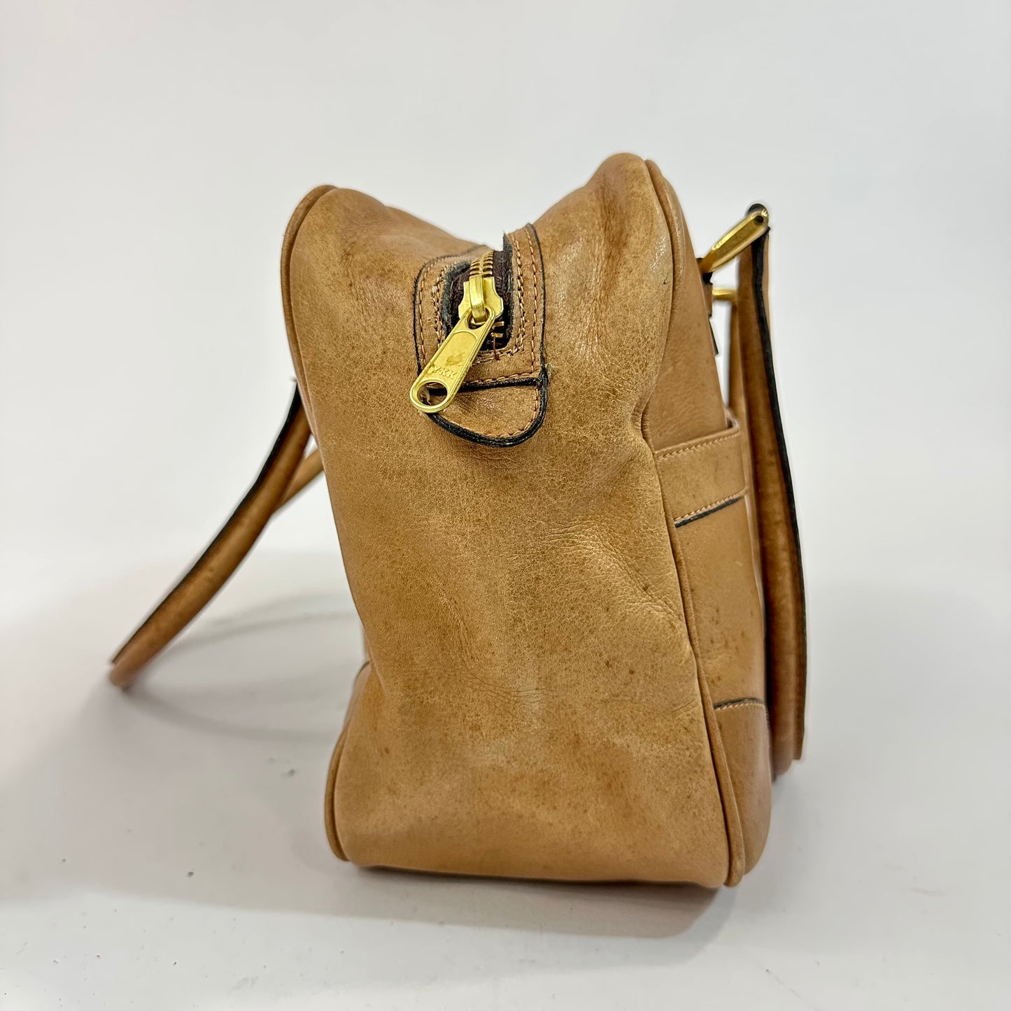 Vintage Gucci Tan Leather Zip Tote