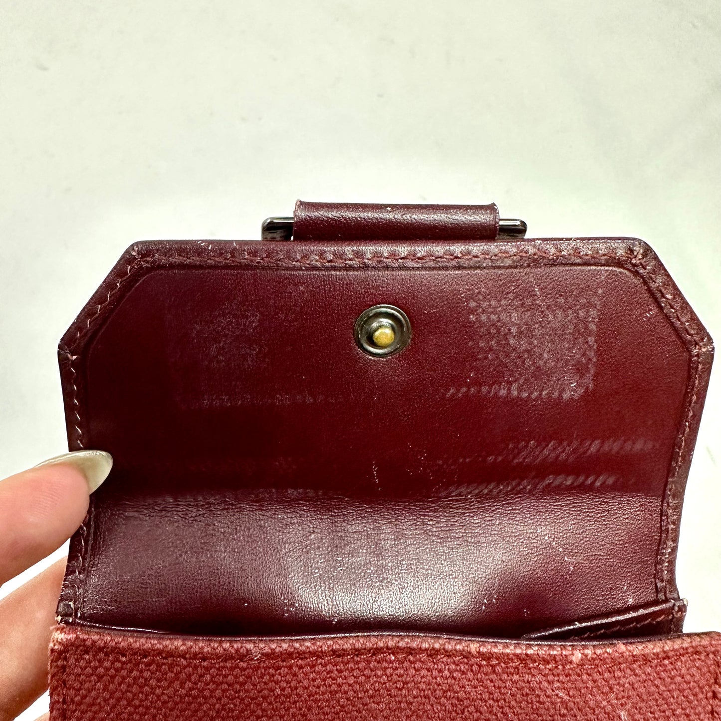 Vintage 2003 Dior Street Chic Maroon Canvas and Leather Bifold Compact Wallet