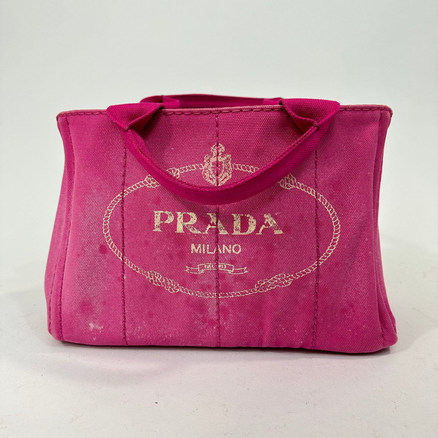 Vintage Prada Pink Canapa Canvas Tote Bag