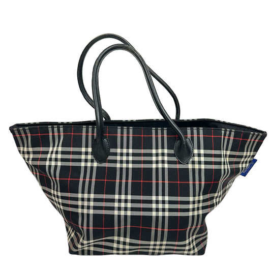 Vintage Burberry Blue Label Black Nova Check Canvas Tote