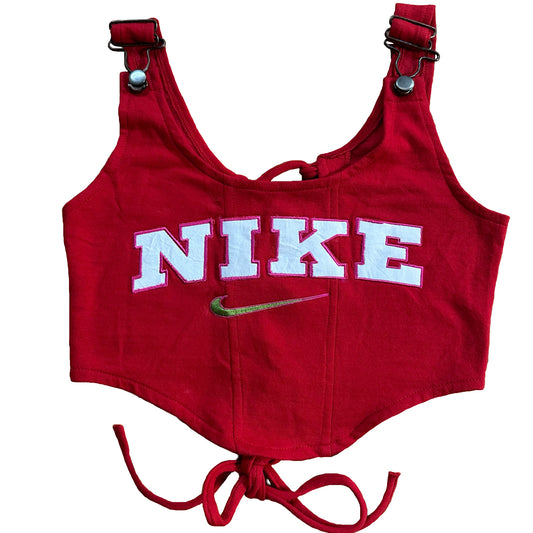 Reworked Vintage Nike Red Corset Top - S