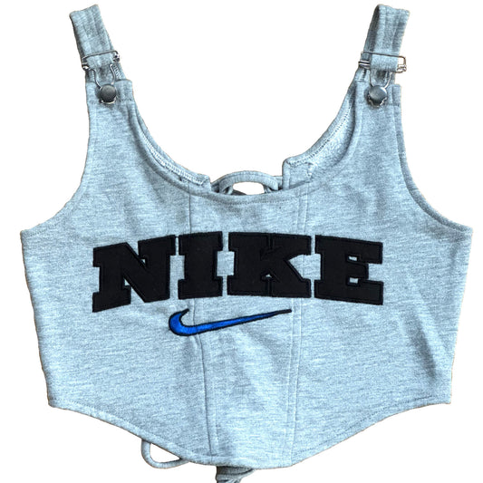 Reworked Vintage Nike Grey Corset Top - M