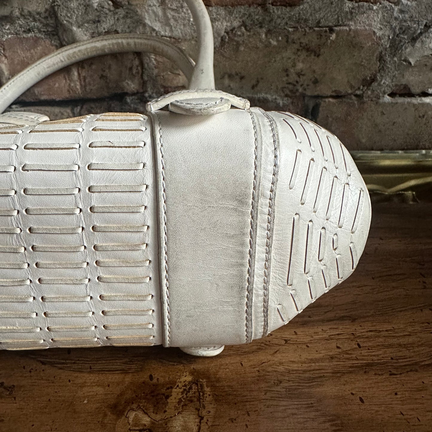 Vintage 2000's Loewe White Leather Senda Satchel