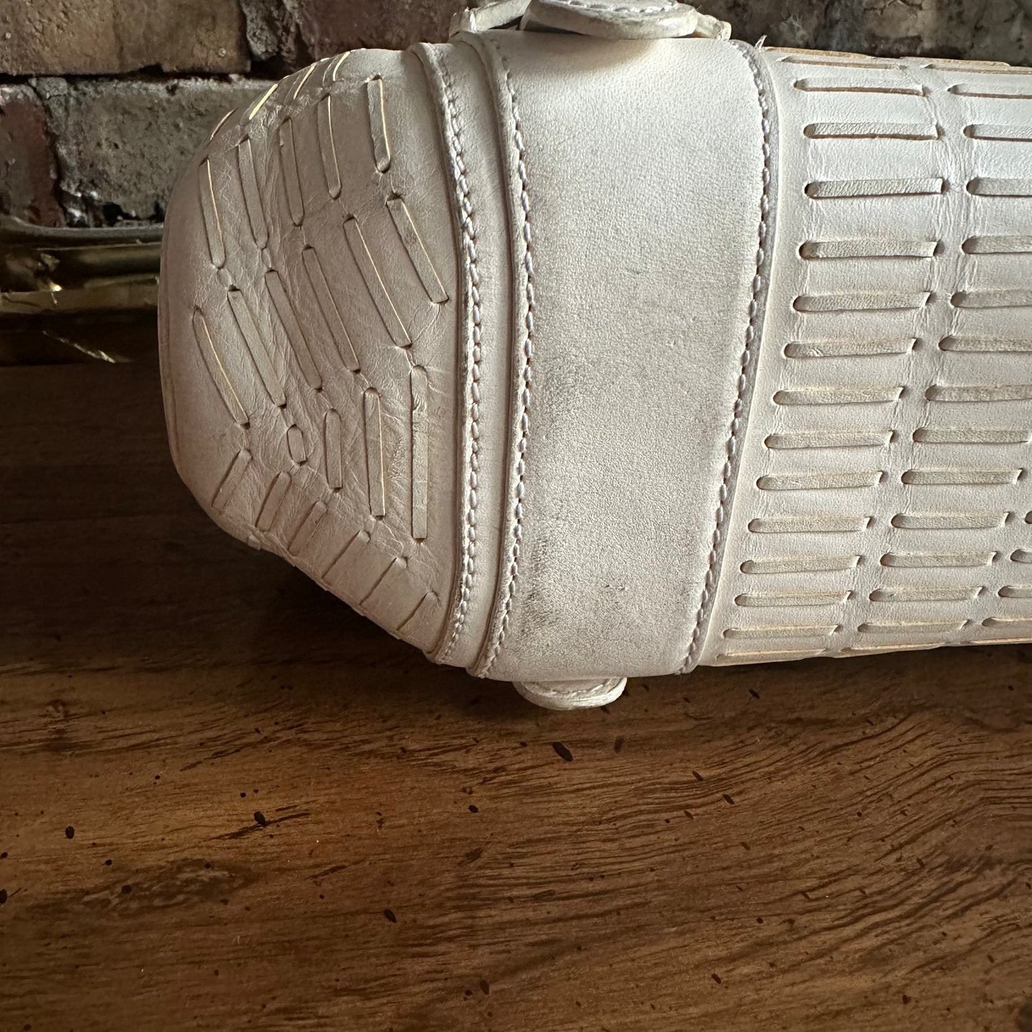 Vintage 2000's Loewe White Leather Senda Satchel