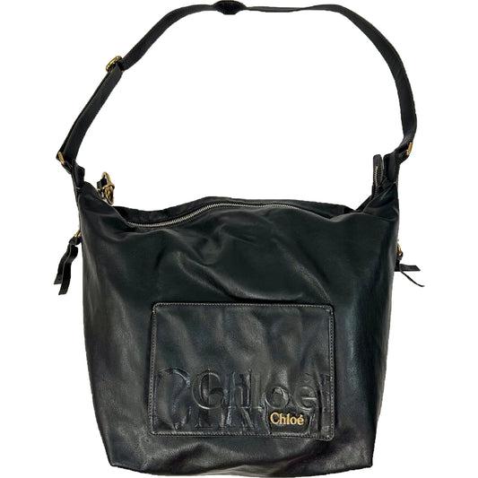 Chloé Eclipse Black Leather Large Hobo Shoulder Bag