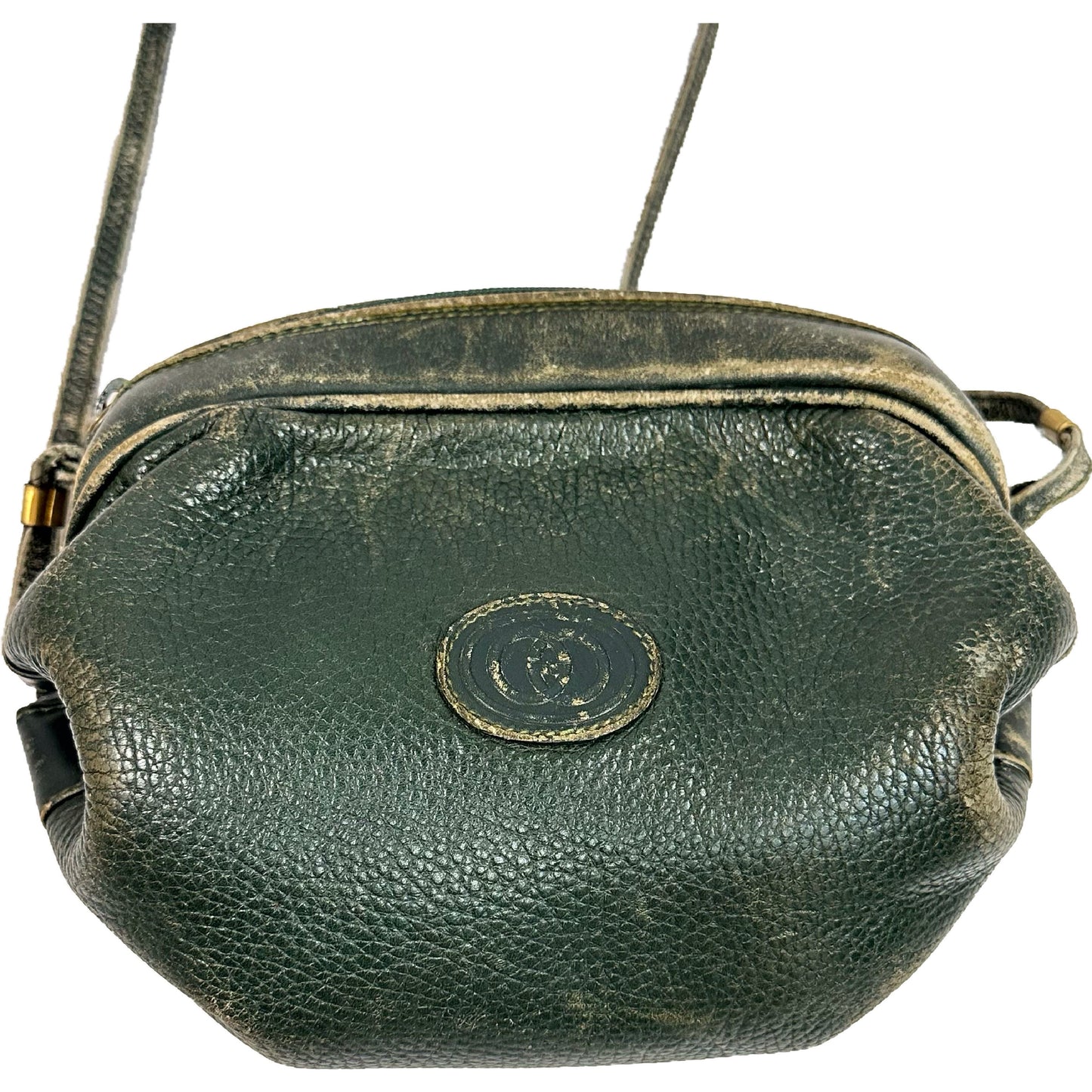 Vintage Gucci 80’s Green Leather Tootsie Roll Cinch Barrel Bag