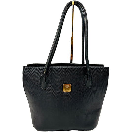 Vintage MCM Black Leather Tote Bag
