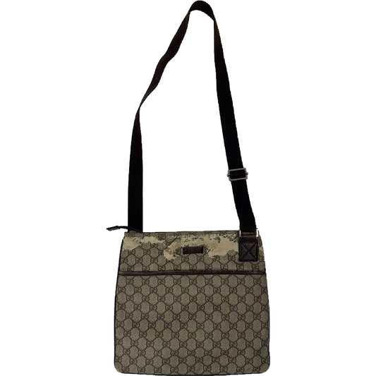Gucci Monogram Coated Canvas Flat Messenger Bag