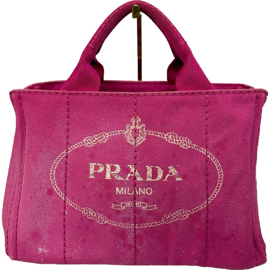 Vintage Prada Pink Canapa Canvas Tote Bag