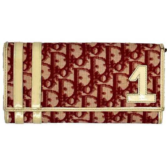 Vintage Christian Dior Red Trotter Monogram Number 1 Long Wallet