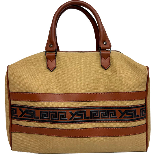 Vintage YSL Tan Canvas Boston Bag