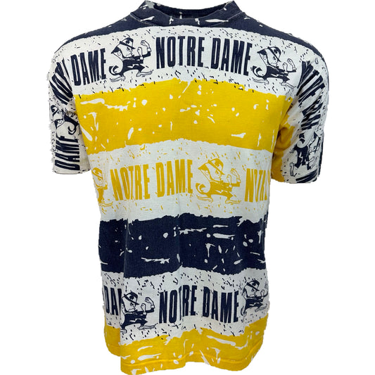 Vintage Jostens Notre Dame Fighting Irish All Over Print Single Stitch Tee