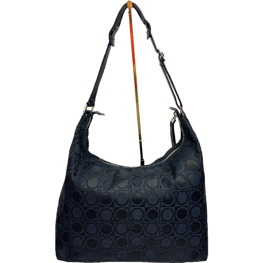 Vintage Salvatore Ferragamo Black Monogram Hobo Bag