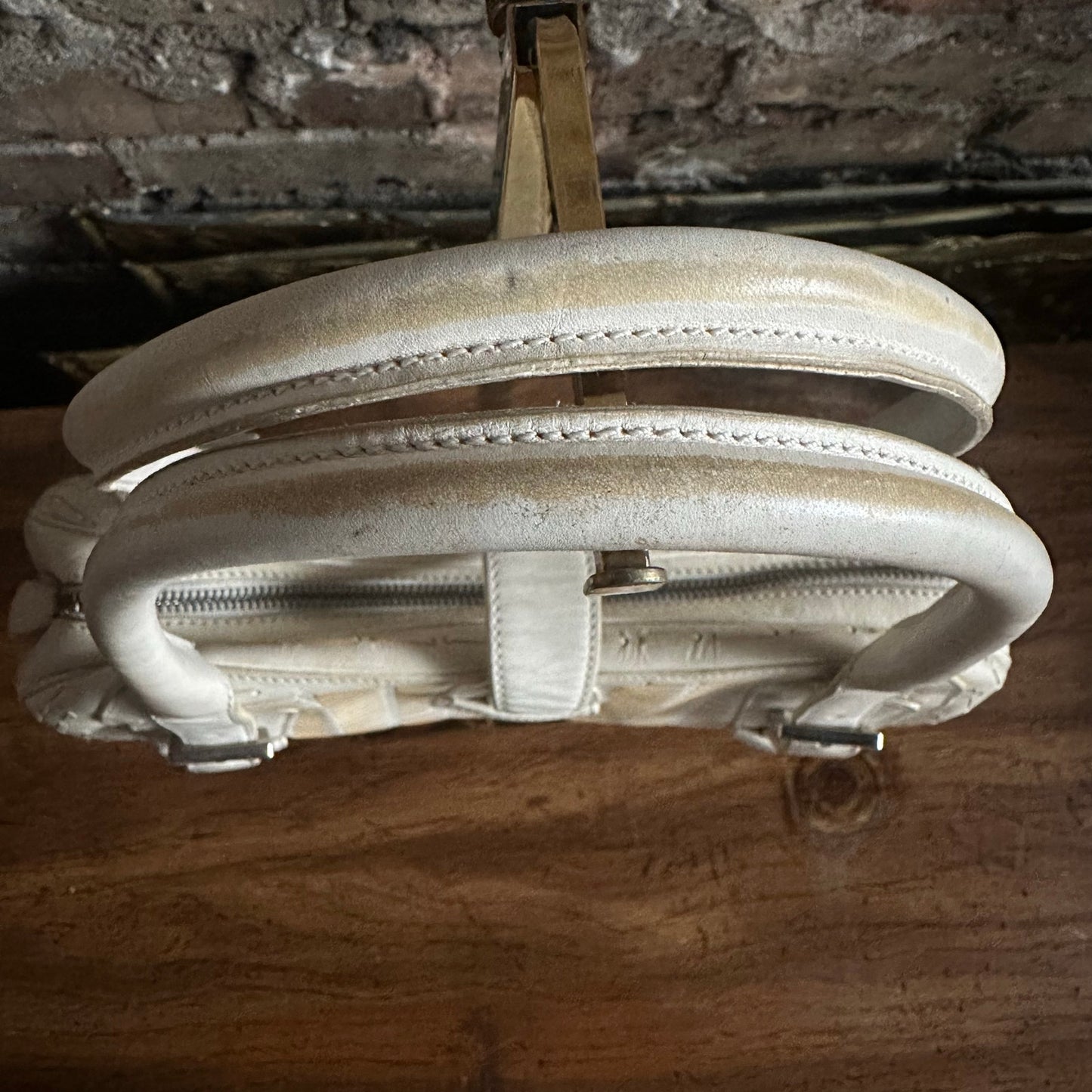 Vintage 2000's Loewe White Leather Senda Satchel