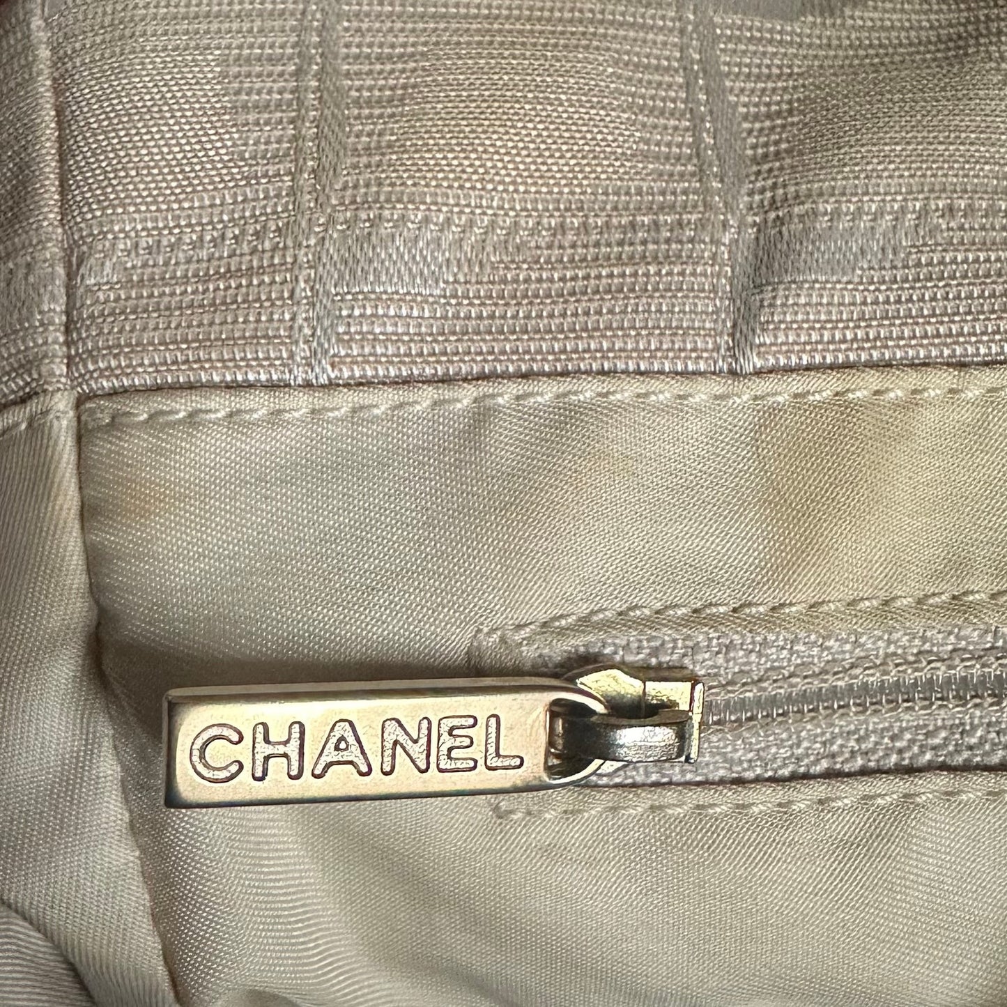 Vintage Chanel Travel Line Beige Canvas Tote Bag