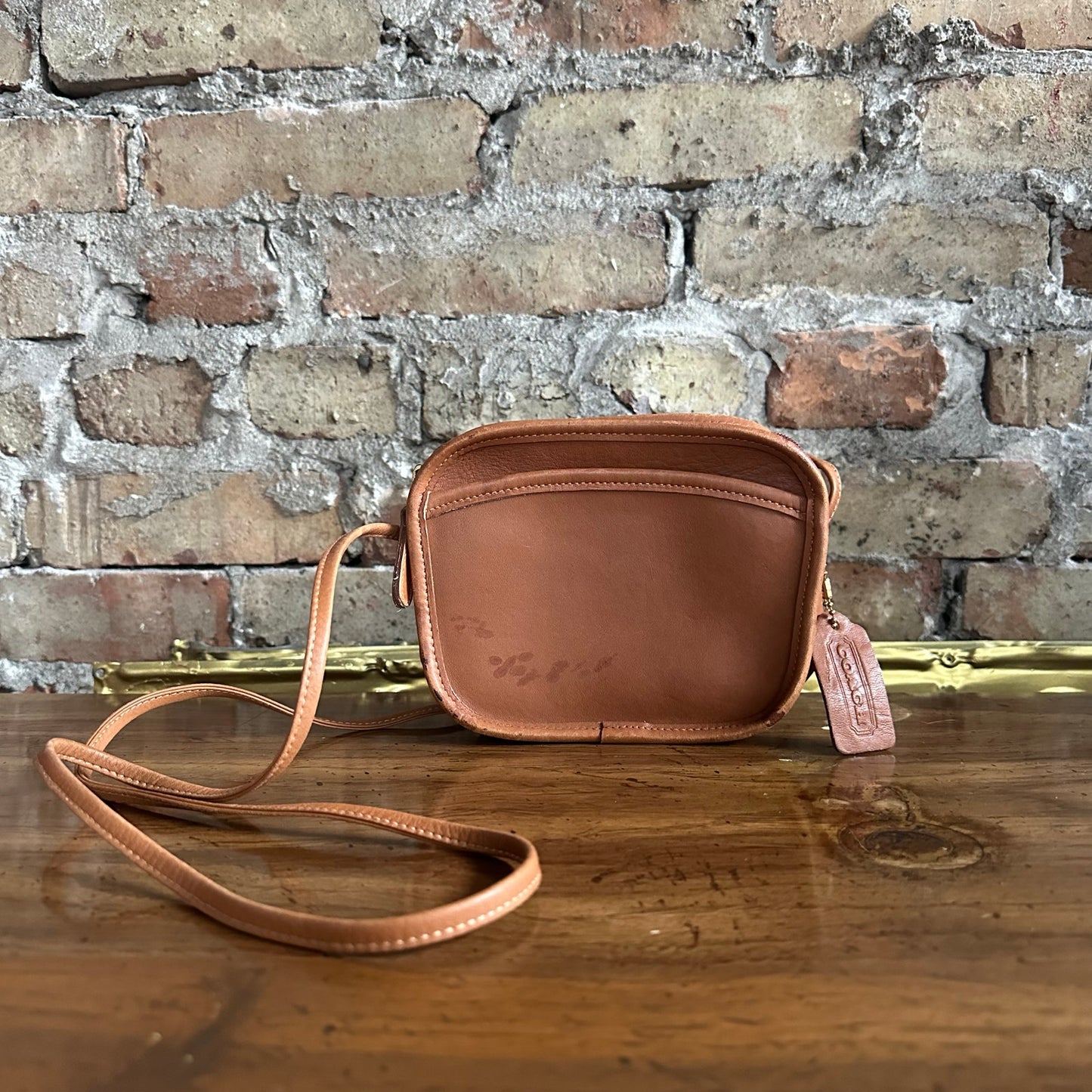 Vintage Coach 9935 Hadley Zip Mini Crossbody Bag in British Tan