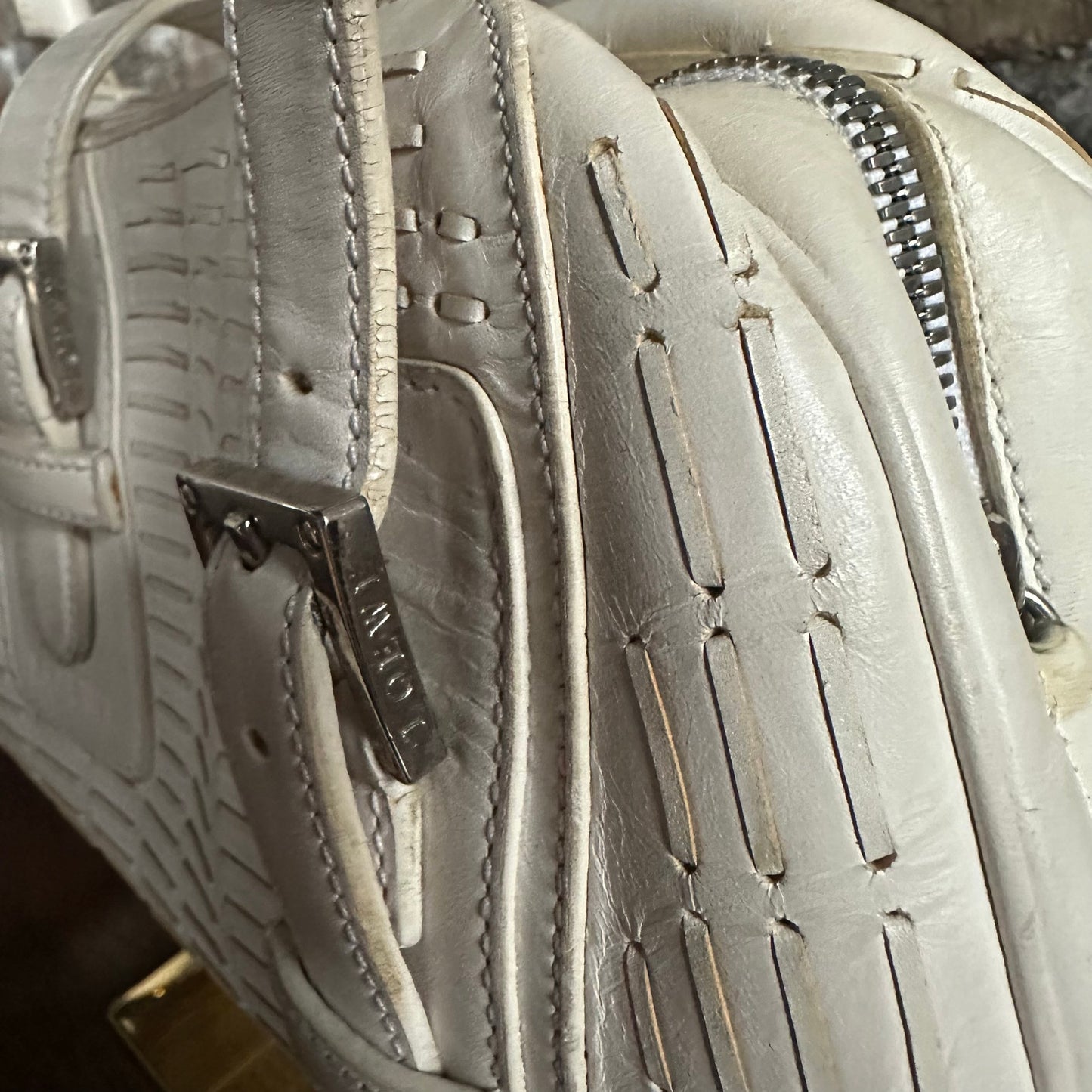 Vintage 2000's Loewe White Leather Senda Satchel