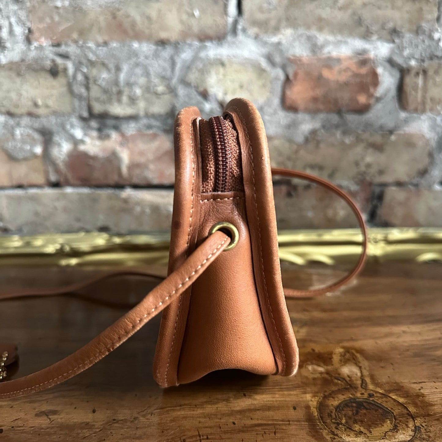 Vintage Coach 9935 Hadley Zip Mini Crossbody Bag in British Tan