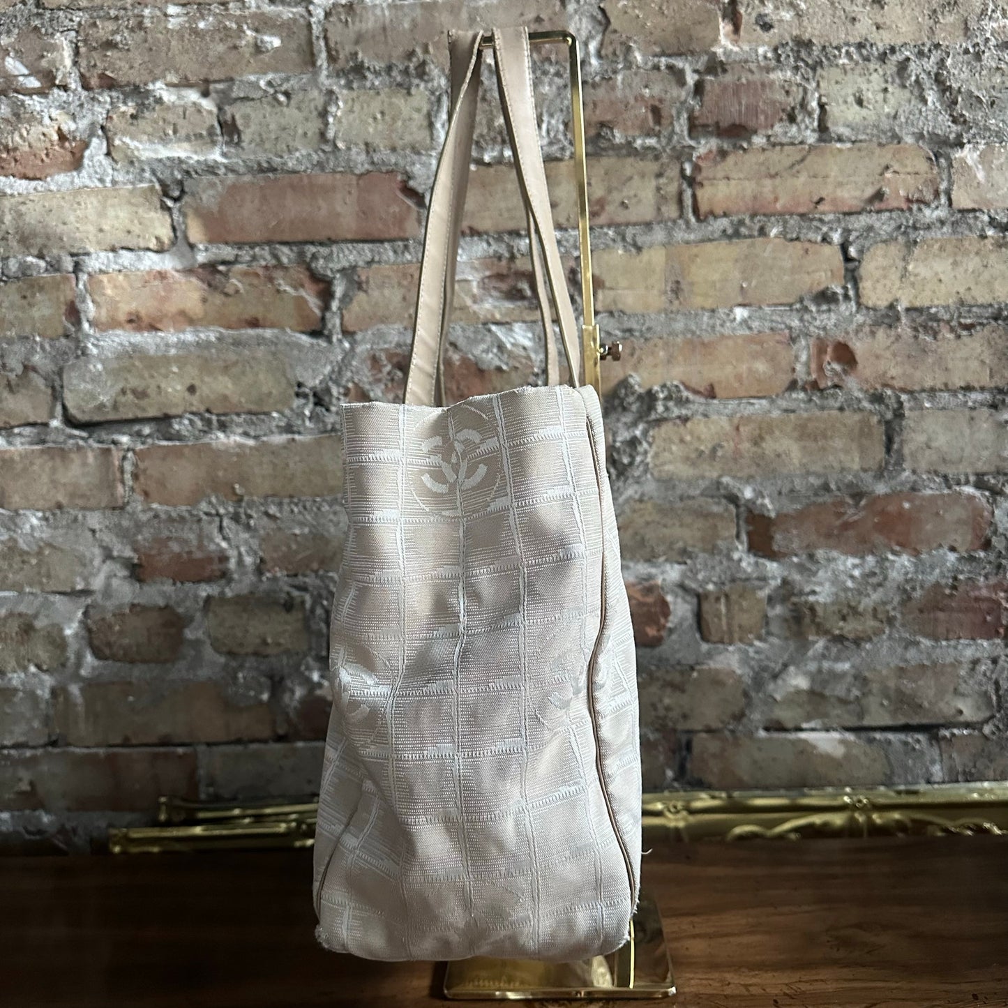 Vintage Chanel Travel Line Beige Canvas Tote Bag