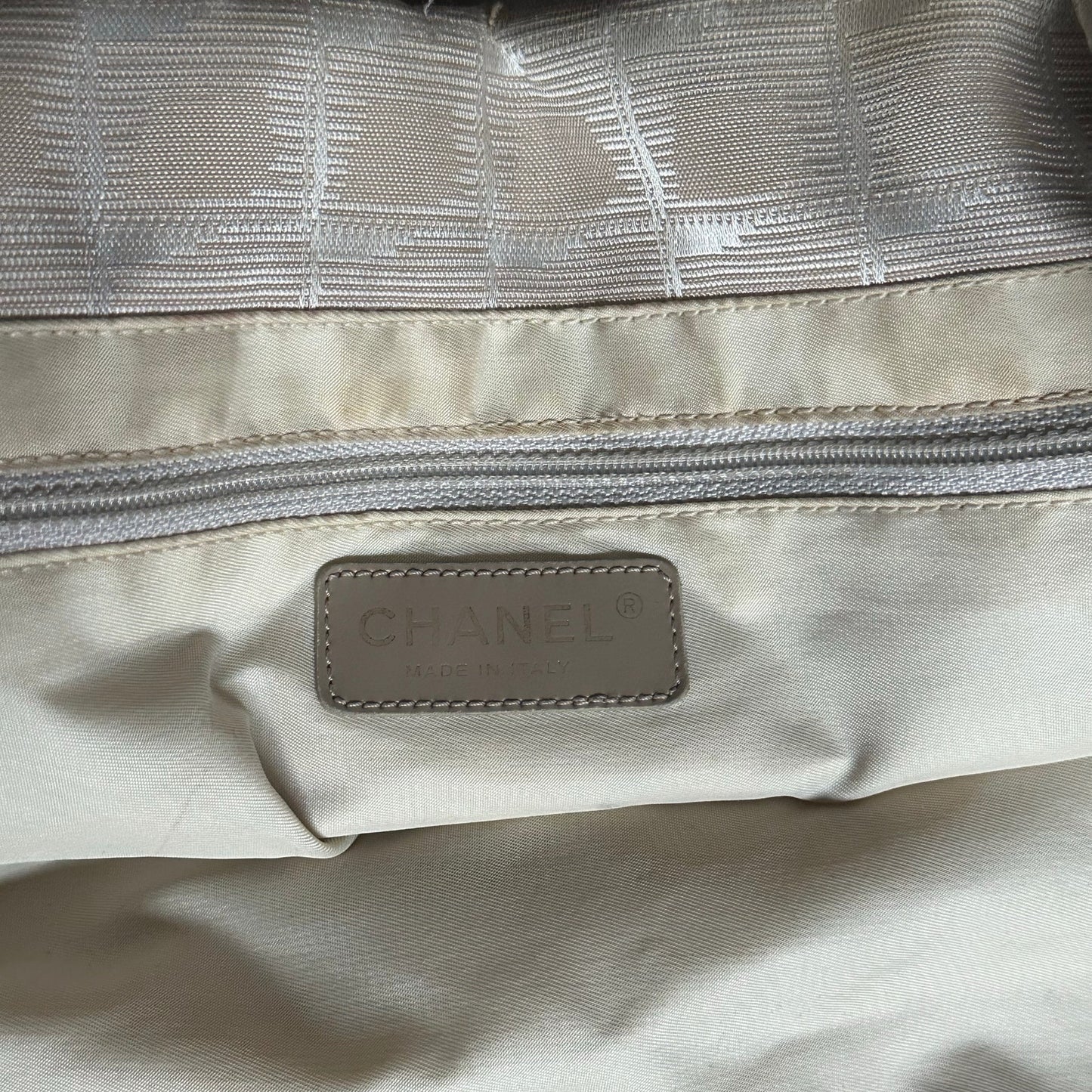 Vintage Chanel Travel Line Beige Canvas Tote Bag