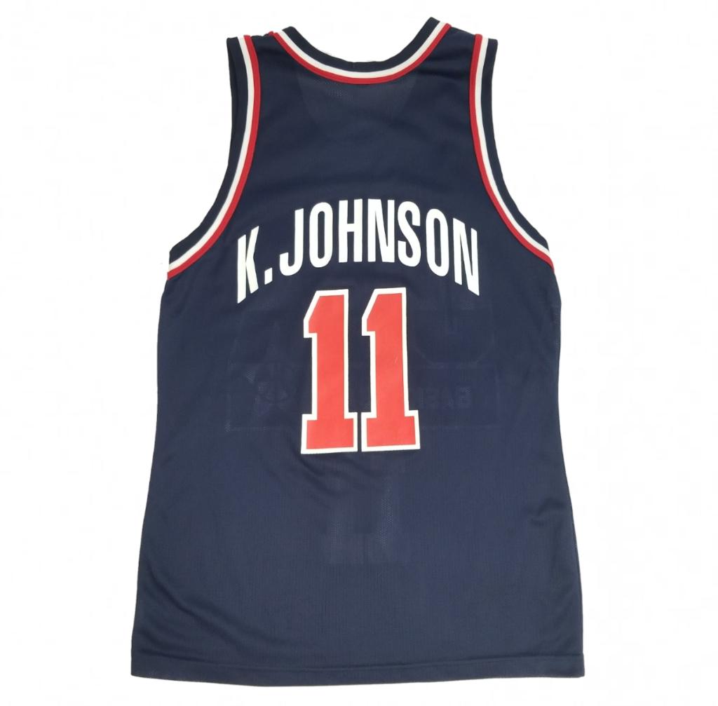 Vintage 90s Champion Olympic Dream Team USA NBA Kevin Johnson 11 Basketball Jersey