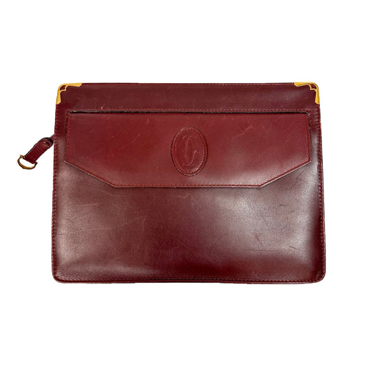 Vintage Must de Cartier Bordeaux Leather Clutch