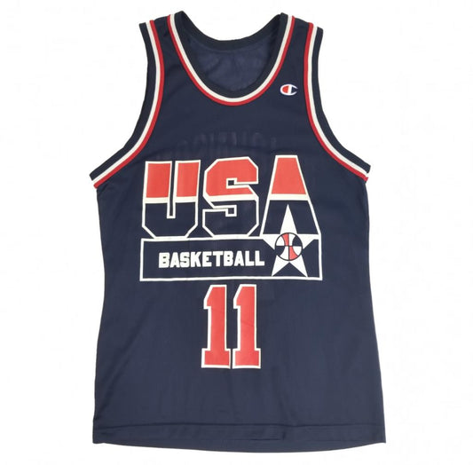 Vintage 90s Champion Olympic Dream Team USA NBA Kevin Johnson 11 Basketball Jersey