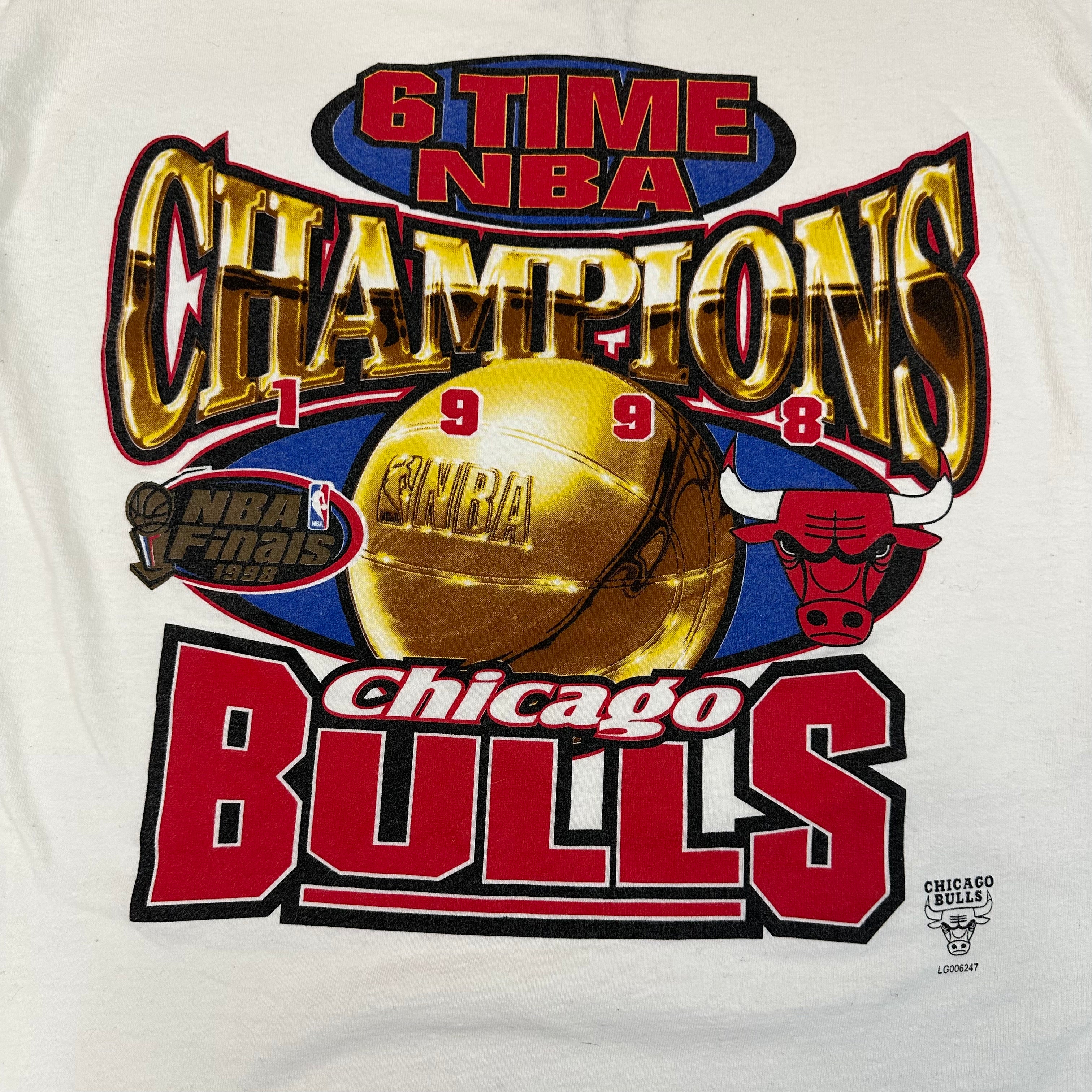 Vintage Chicago Bulls 6 Time NBA Champions hot T-Shirt 2XL 1998 Jordan.