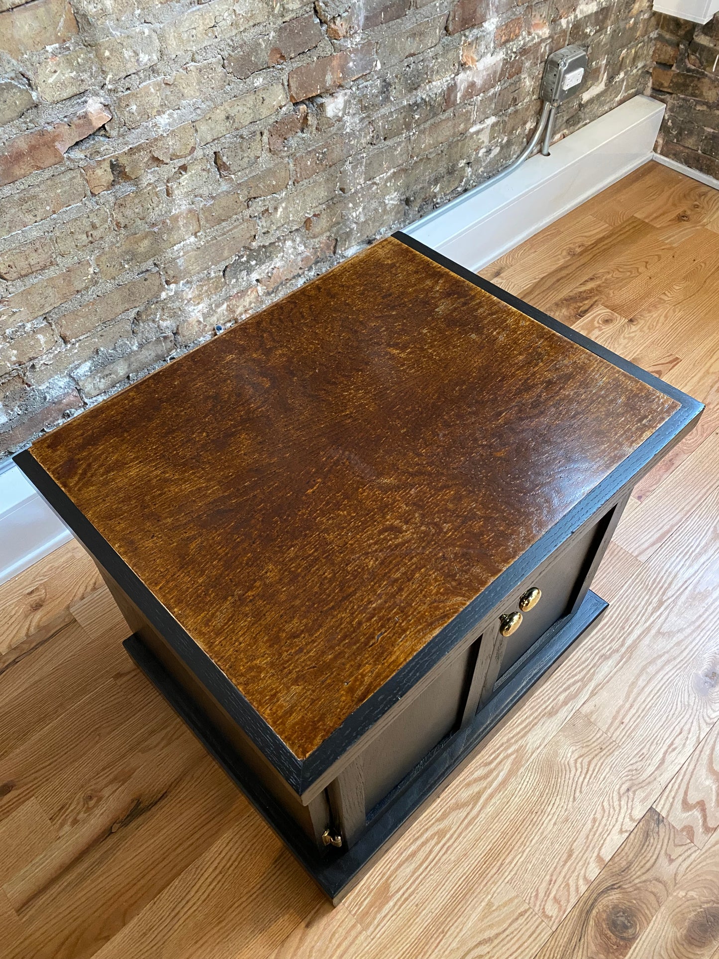 Refinished Vintage Black 2 Door Nightstand