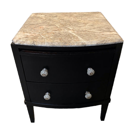 Refinished Vintage Marble Top 2 Drawer End Table