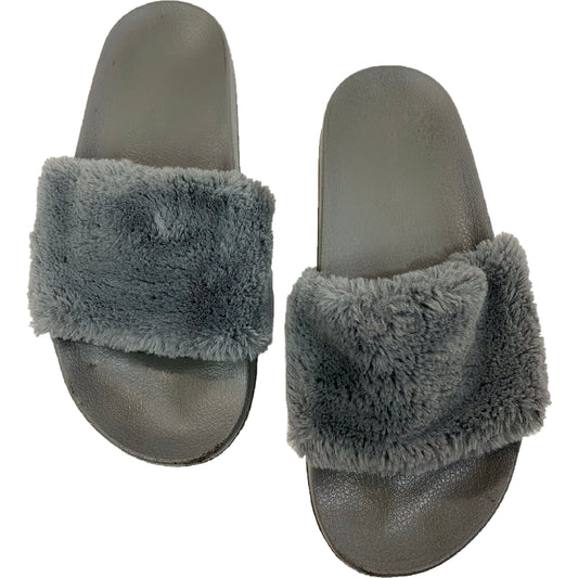 Steve Madden Softey Grey Faux Fur Slides