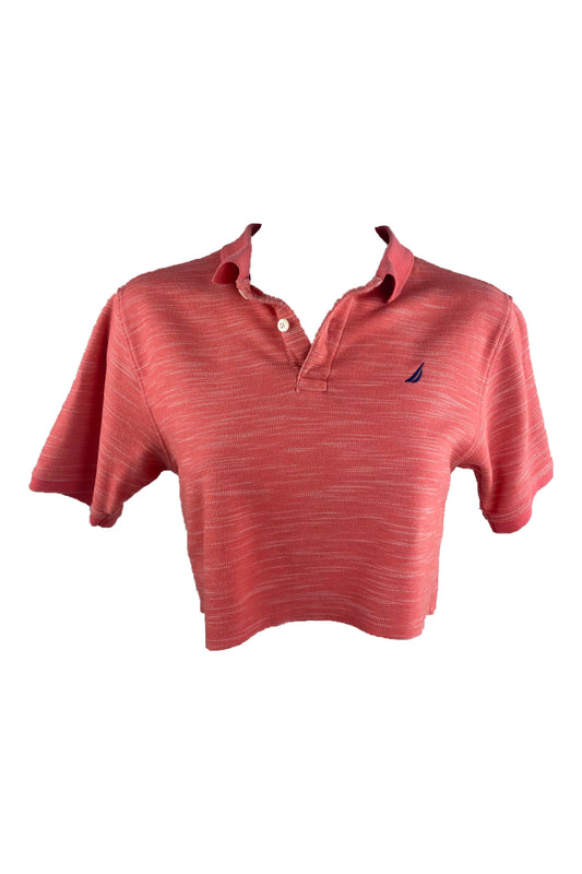 Reworked Vintage Nautica Peach Cropped Polo