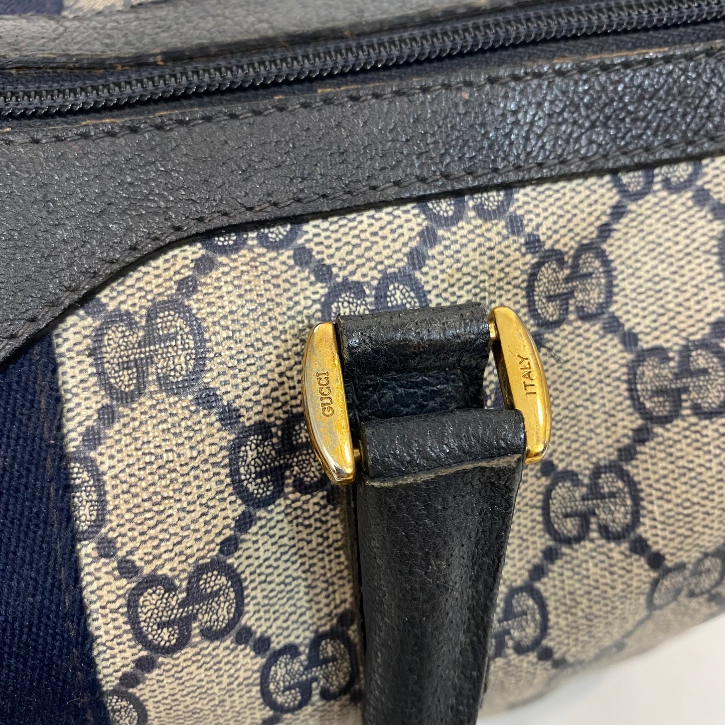 Vintage Gucci Navy Blue Boston Bag
