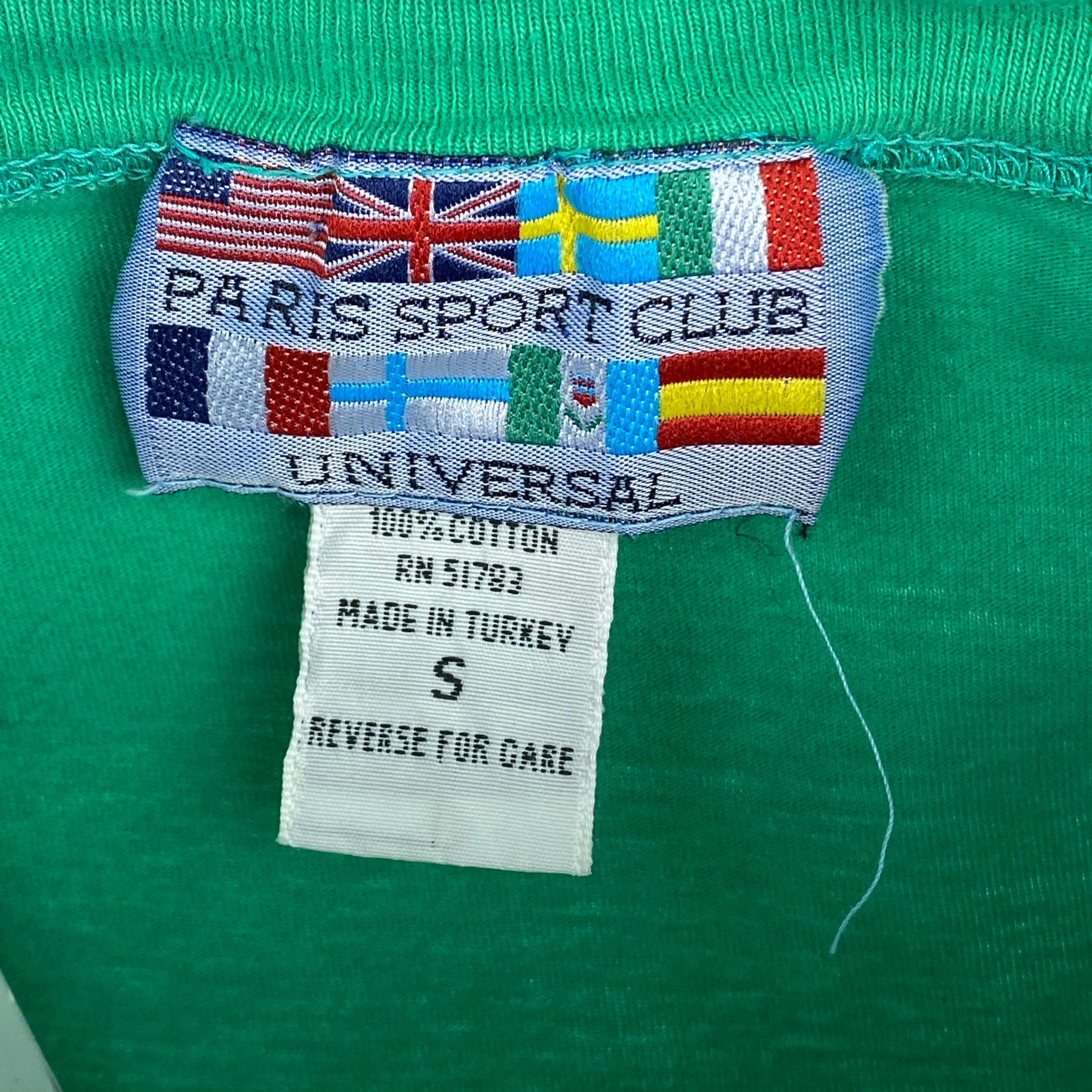 Vintage 80’s Paris Sport Club Green Shoulder Pad Tee