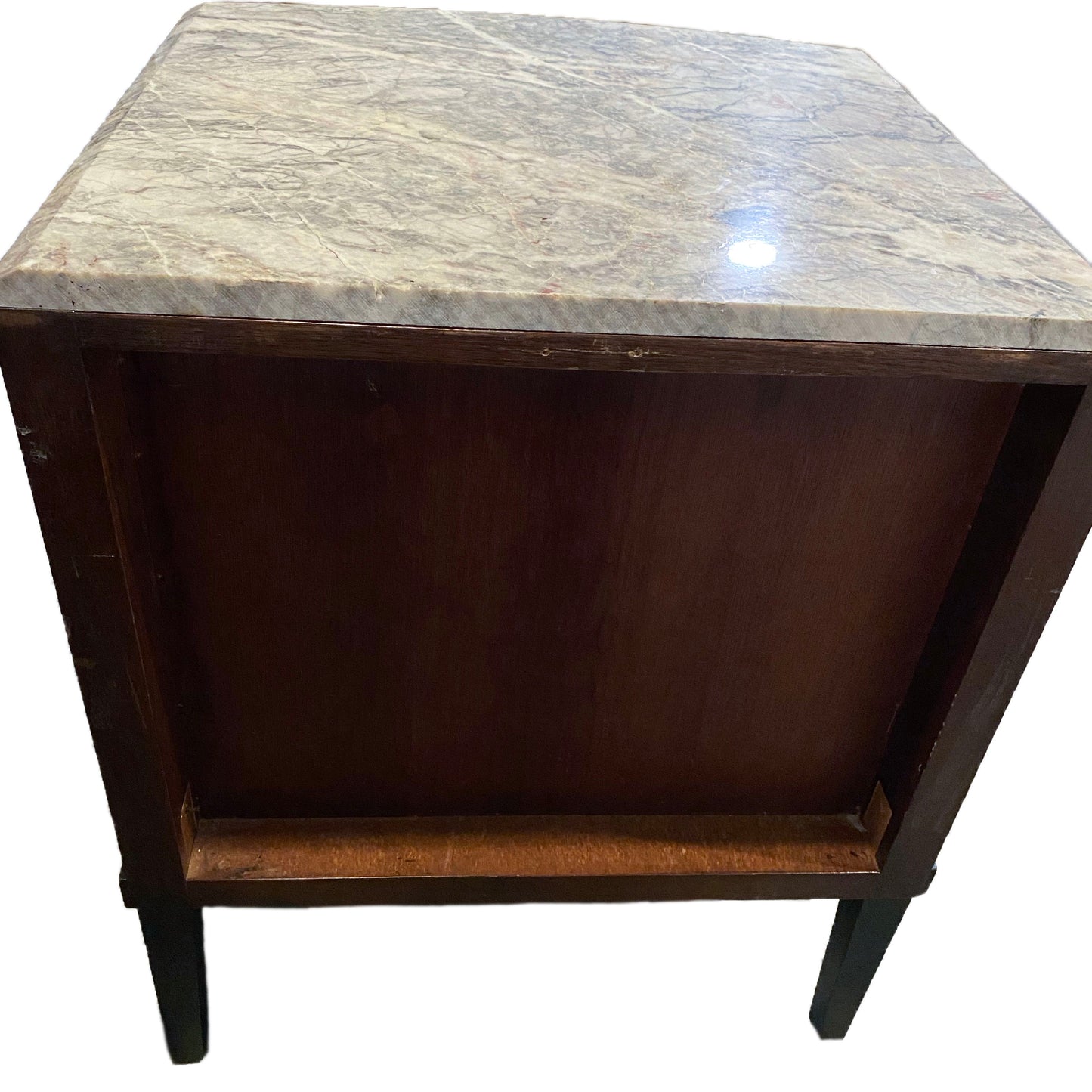 Refinished Vintage Marble Top 2 Drawer End Table